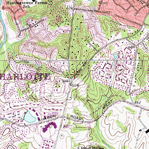 Topographic Map of Quail Corners Shopping Center, NC