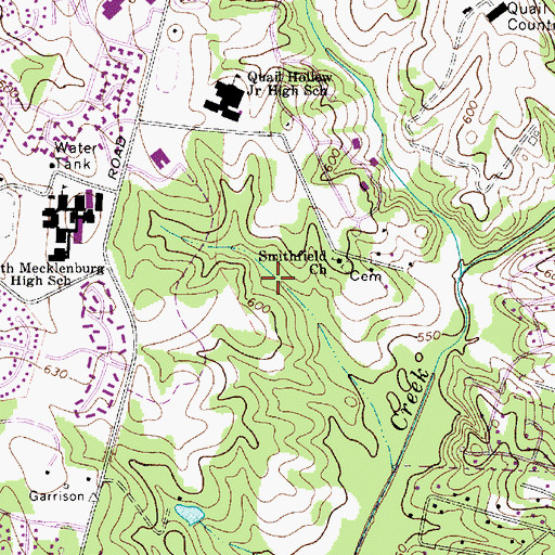 Topographic Map of Quail Hollow, NC