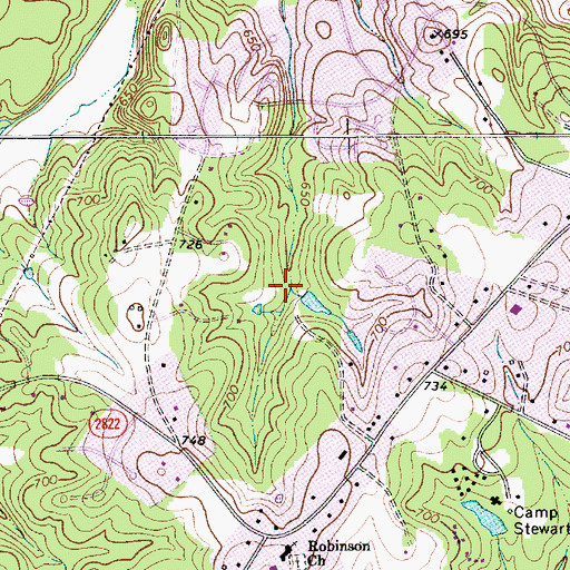 Topographic Map of Robinson Church Community, NC