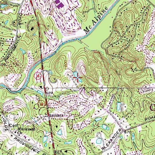 Topographic Map of Sardis, NC