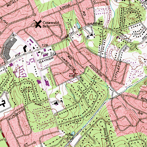 Topographic Map of Sherwood Forest, NC