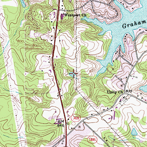 Topographic Map of Smith Lake, NC