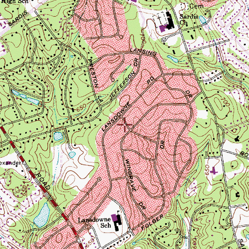 Topographic Map of Southpark Mall, NC