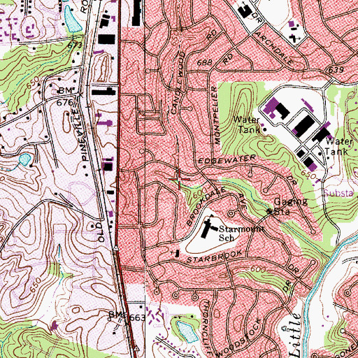 Topographic Map of Starmount, NC