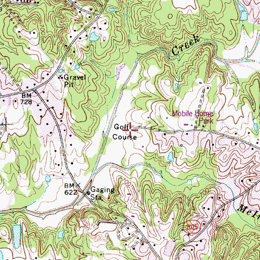 Topographic Map of Sunset Hills Golf Club, NC