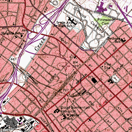 Topographic Map of Third Ward, NC