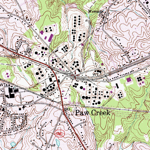 Topographic Map of Thrift, NC