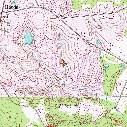 Topographic Map of Windrow Estates, NC