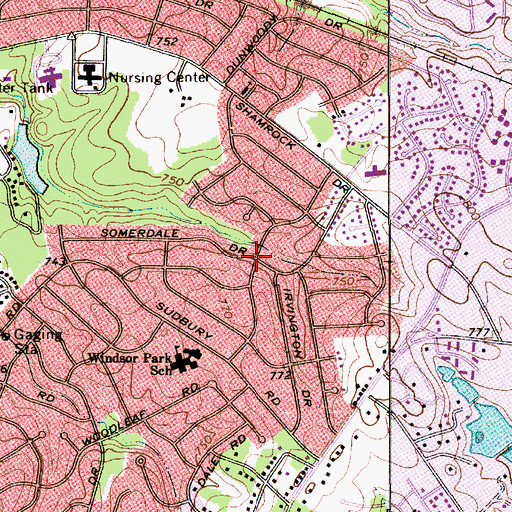 Topographic Map of Windsor Park, NC
