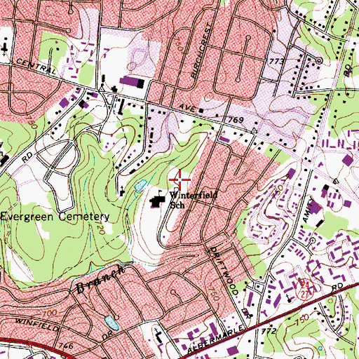 Topographic Map of Winterfield, NC