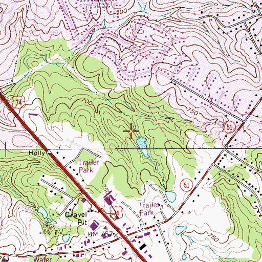 Topographic Map of Wood Hollow, NC