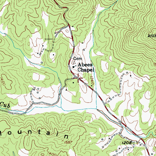 Topographic Map of Abee, NC