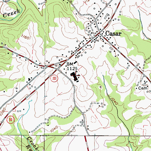 Topographic Map of Casar Elementary School, NC