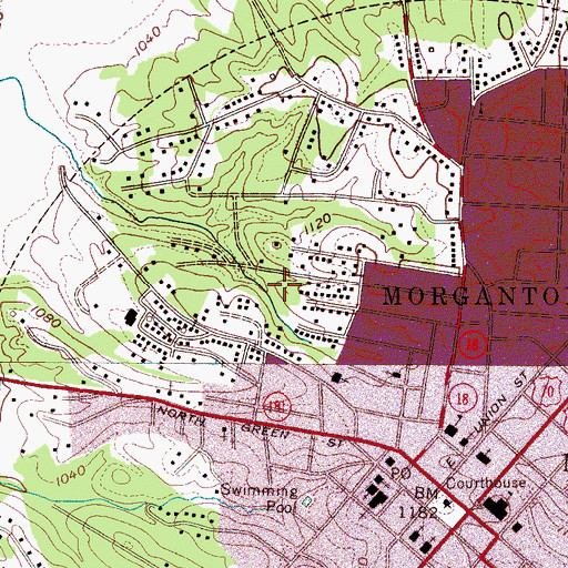 Topographic Map of Cascade Park, NC