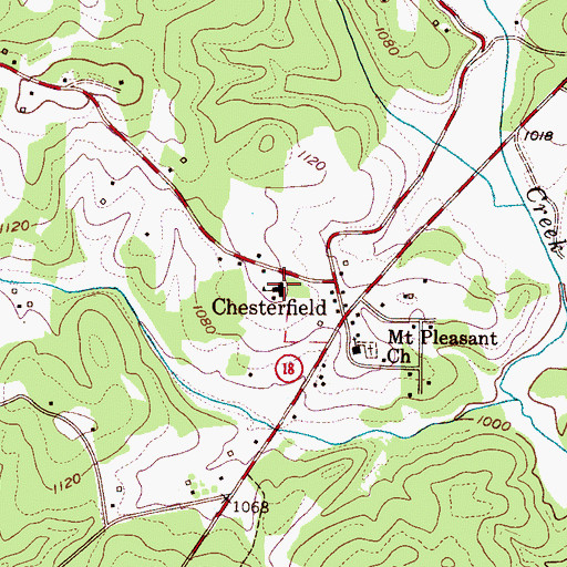 Topographic Map of Chesterfield School, NC