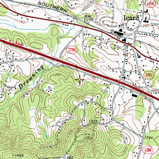 Topographic Map of East Burke High School, NC