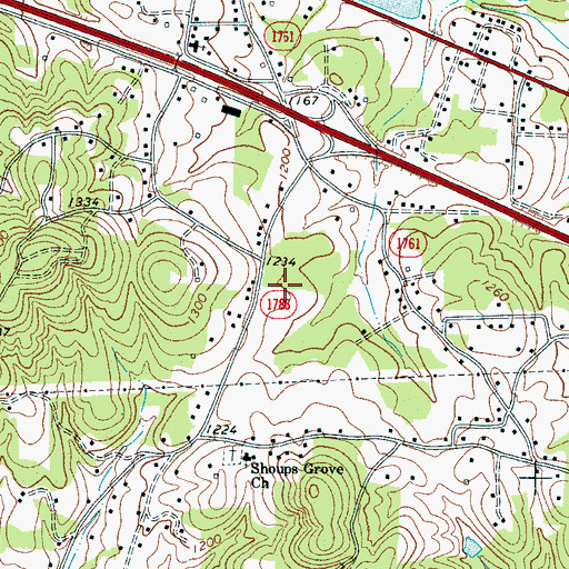 Topographic Map of East Burke Junior High School, NC