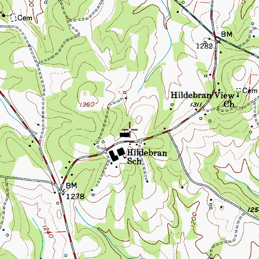 Topographic Map of George Hildebrand Elementary School, NC
