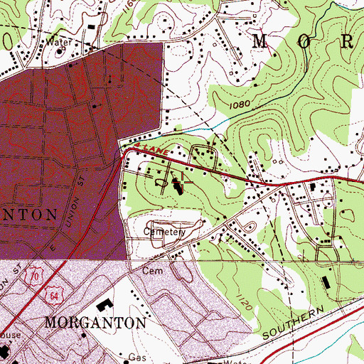 Topographic Map of Hillcrest Elementary School, NC