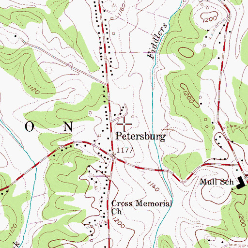 Topographic Map of Liberty Junior High School, NC