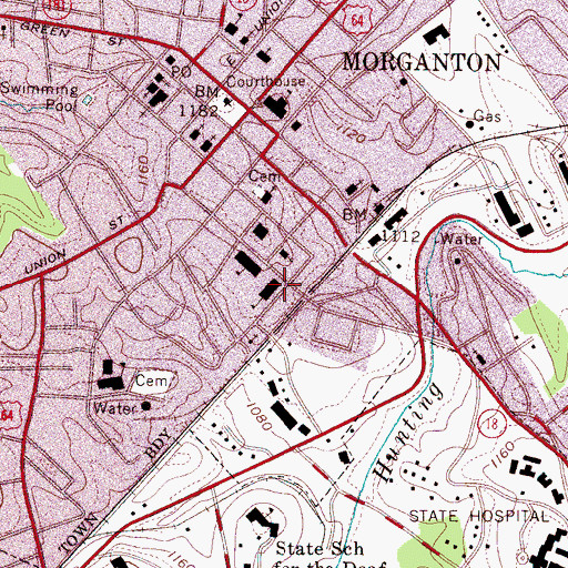 Topographic Map of Morganton Junior High School, NC