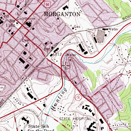Topographic Map of Morganton Plaza, NC