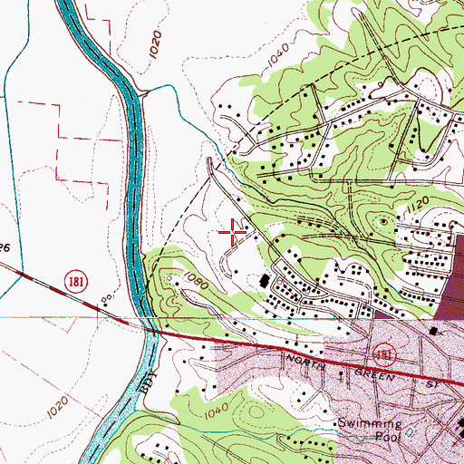 Topographic Map of Mountain View Elementary School, NC