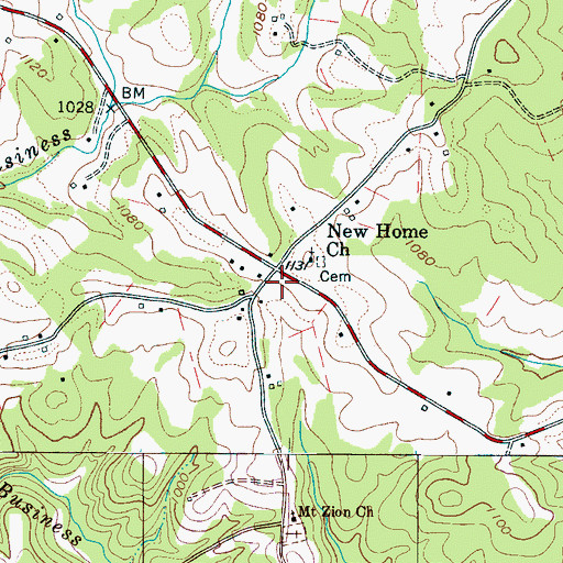 Topographic Map of New Home, NC