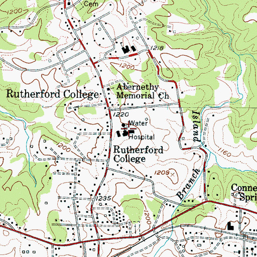 Topographic Map of Rutherford College Elementary School, NC