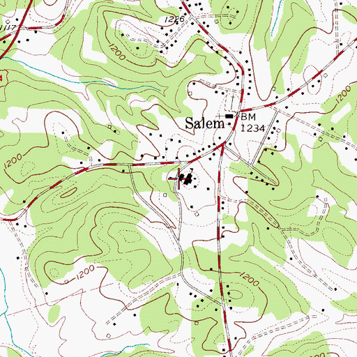 Topographic Map of Salem Elementary and Junior High School, NC