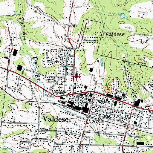 Topographic Map of Valdese Elementary School, NC