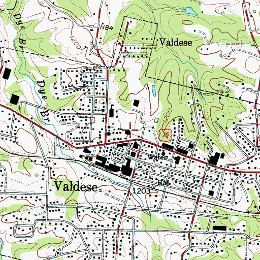 Topographic Map of Valdese Junior High School, NC