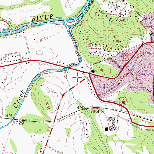Topographic Map of Wes-Mor Shopping Center, NC