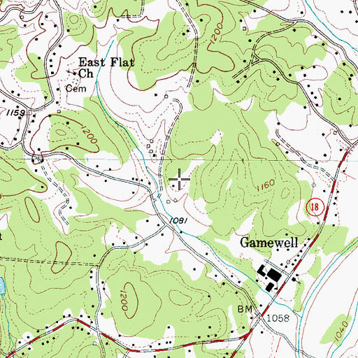 Topographic Map of Gamewell Middle School, NC