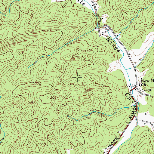Topographic Map of Warrior Mountains, NC