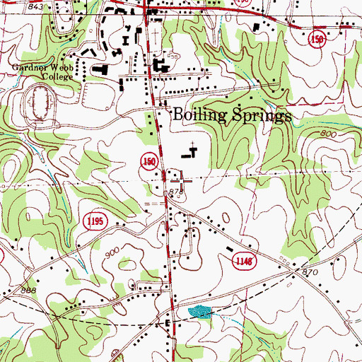 Topographic Map of Boiling Springs Elementary School, NC
