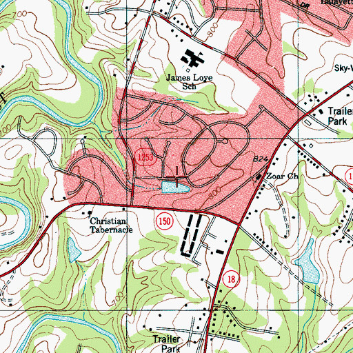 Topographic Map of Brittain Village, NC