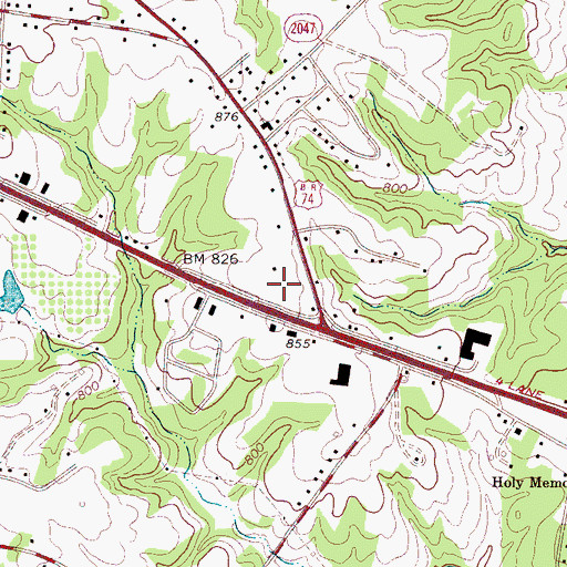 Topographic Map of Cleveland Mall, NC