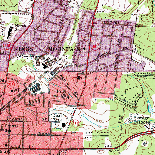 Topographic Map of East Elementary School, NC