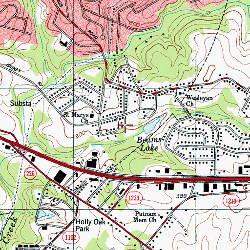 Topographic Map of Eastway Heights, NC