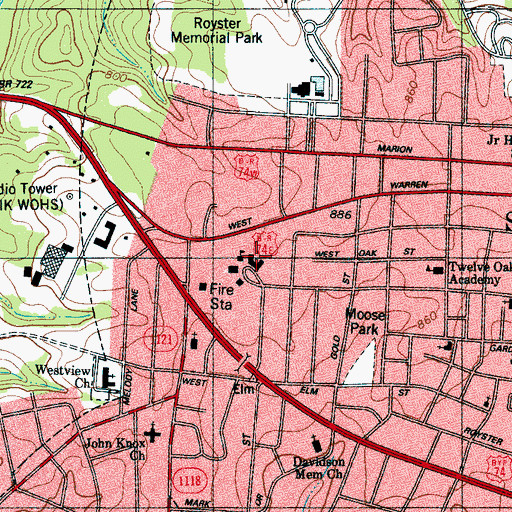 Topographic Map of Graham School, NC