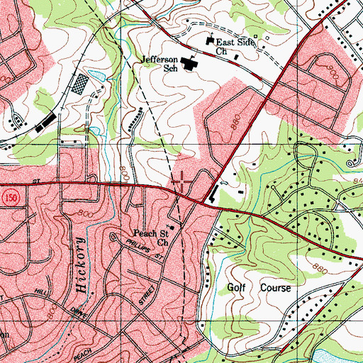 Topographic Map of Hickory Creek Shopping Center, NC