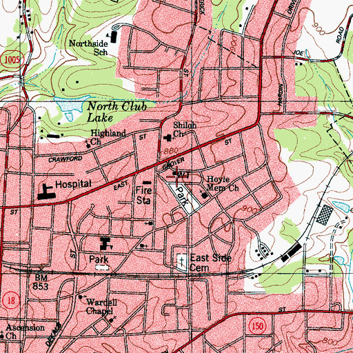 Topographic Map of Jefferson Park, NC