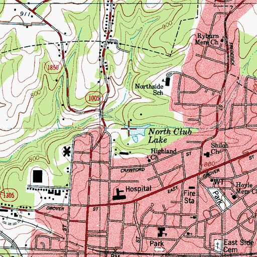 Topographic Map of North Lake Country Club, NC