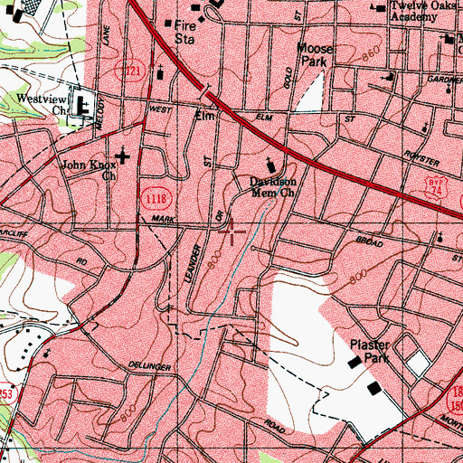 Topographic Map of Optimist Park, NC