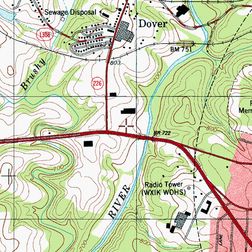 Topographic Map of River Hills Plaza, NC