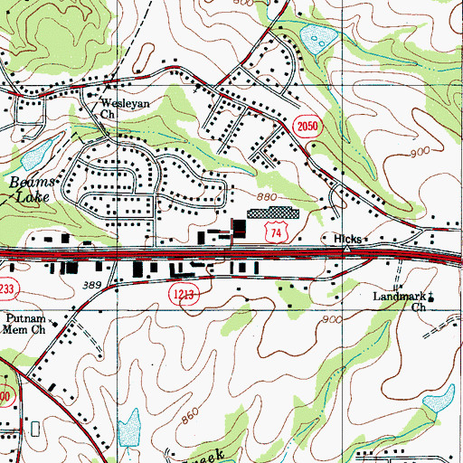 Topographic Map of Sky City Shopping Center, NC