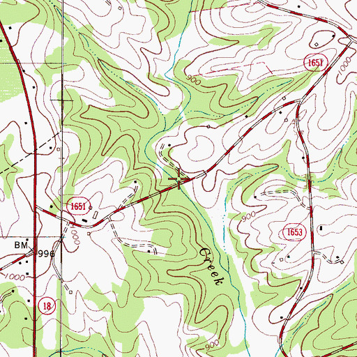Topographic Map of Sweezy Bridge (historical), NC