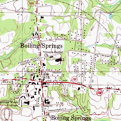 Topographic Map of West Cleveland Elementary School, NC