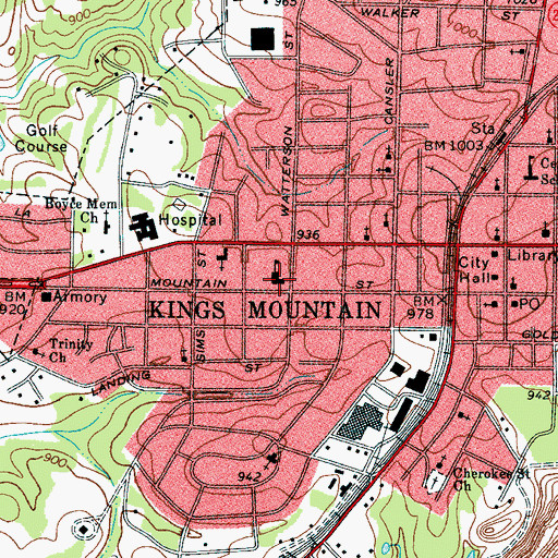 Topographic Map of West Elementary School, NC